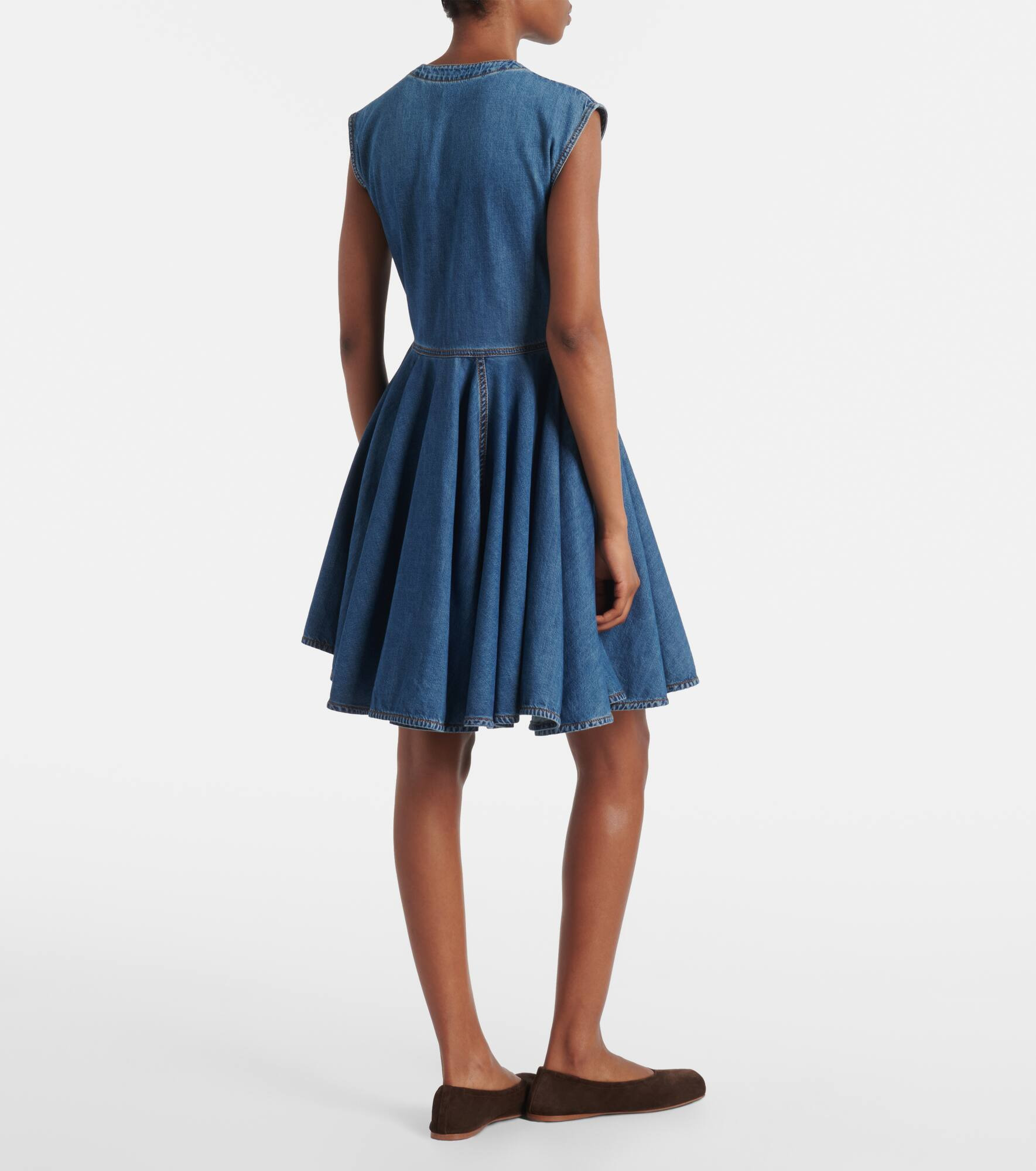 Asymmetric denim wrap dress - 3