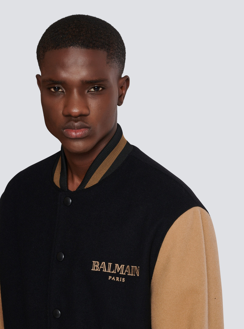 Two-tone wool and cashmere varsity jacket 8