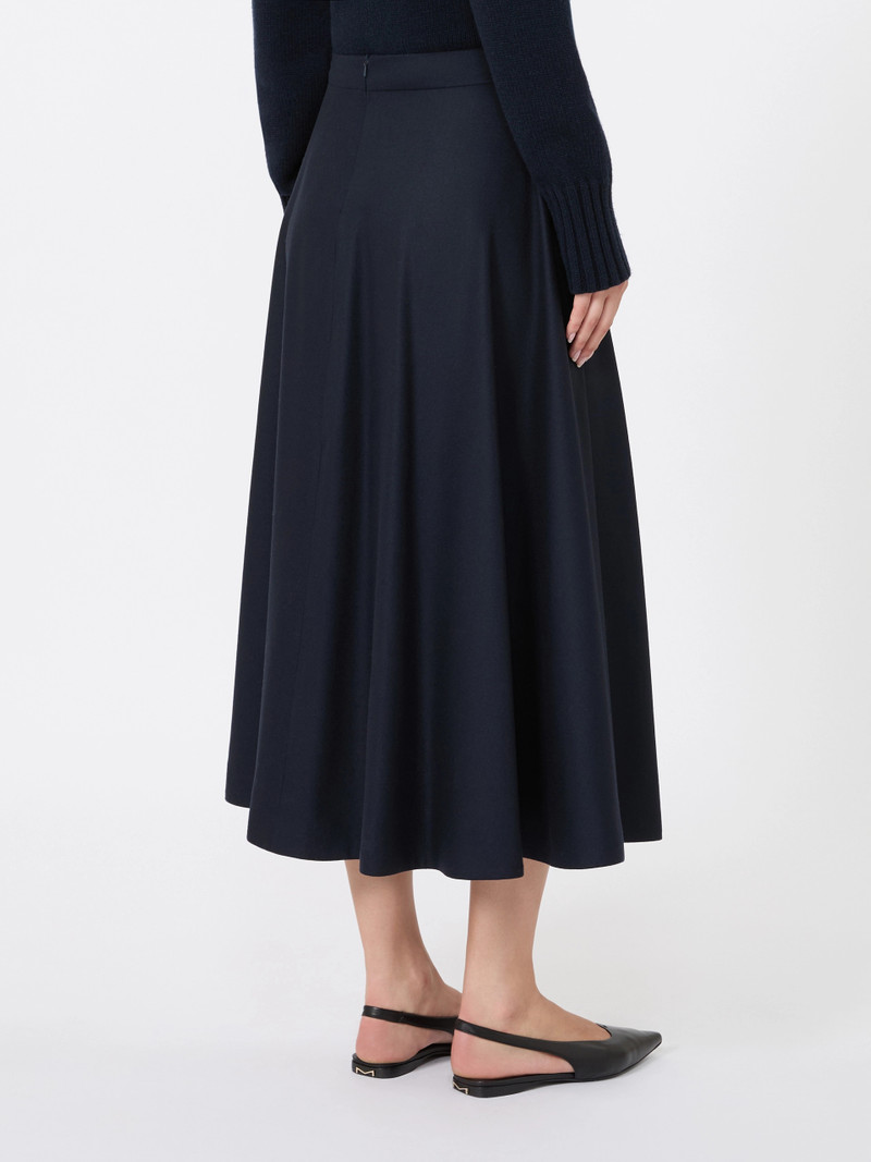 BETULLA Long wool flannel skirt - MIDNIGHTBLUE 4