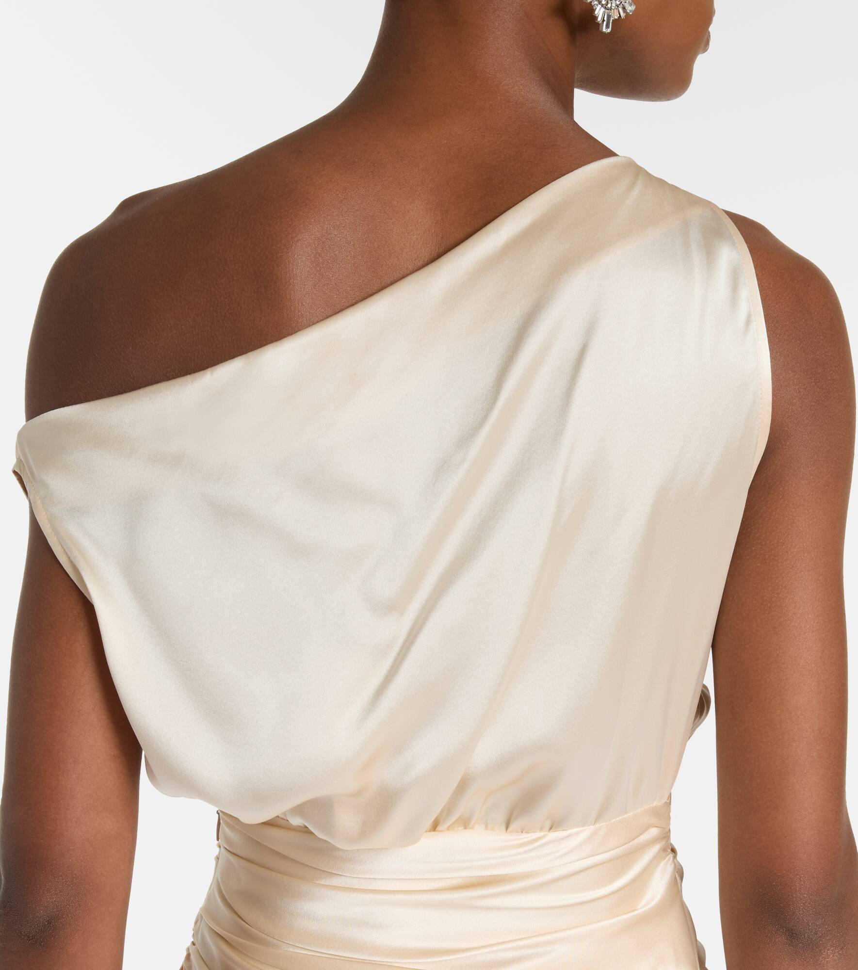 Draped silk satin gown - 6