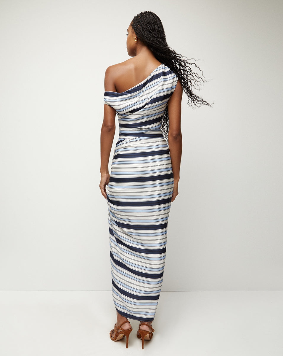 KADIE STRIPED STRETCH-SILK DRESS - 7