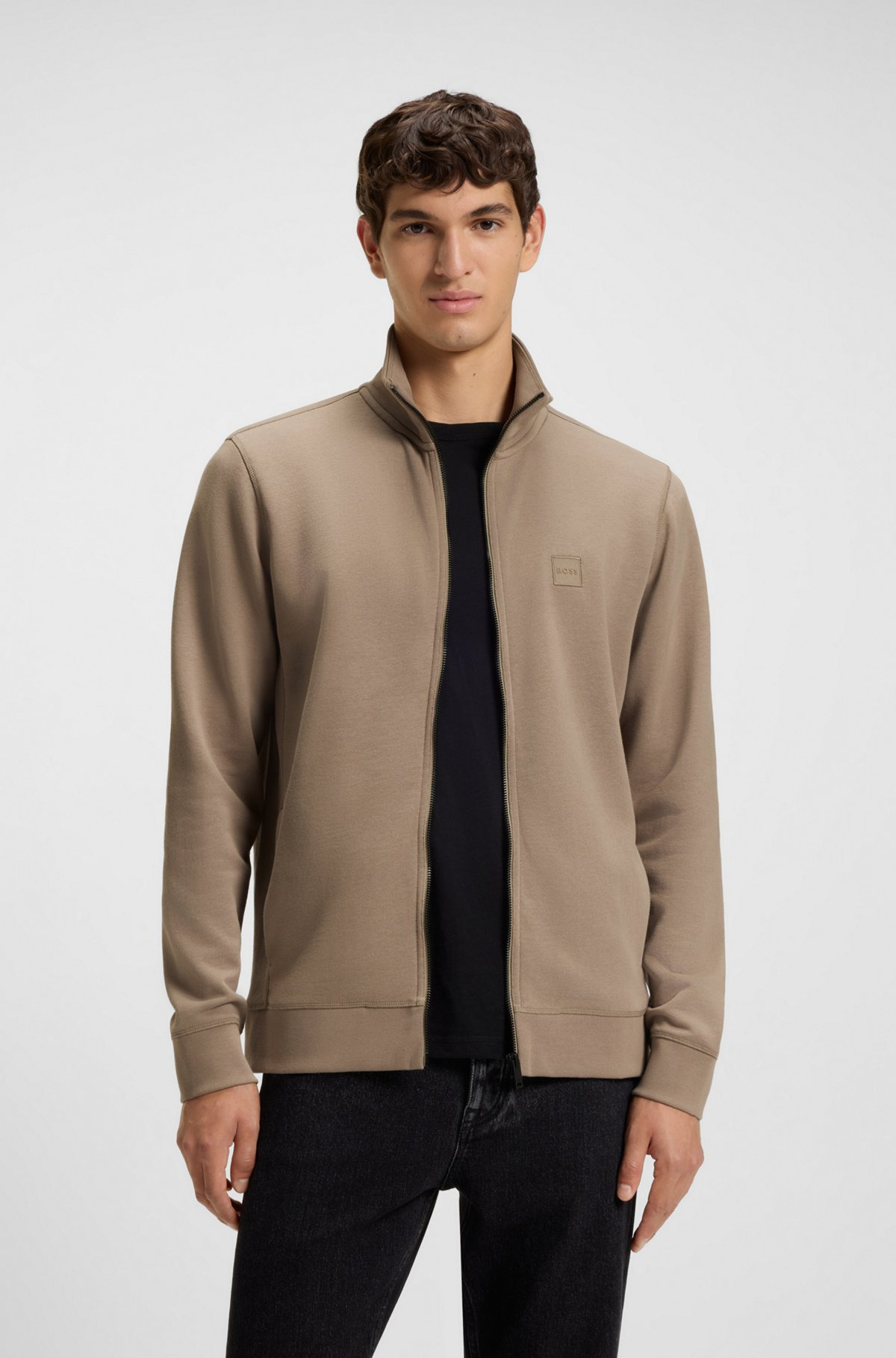 ZIP-UP JACKET IN COTTON TERRY WITH LOGO BADGE - 2