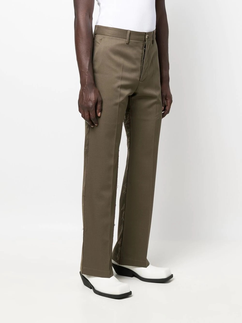 raw-cut edge detail trousers - 3