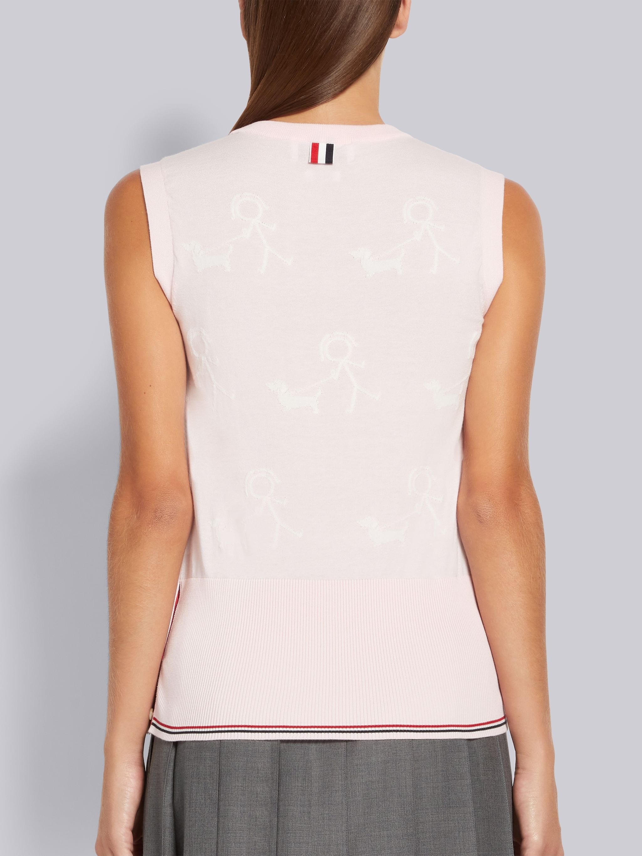 Light Pink Cotton Mrs. Thom Walking Hector Half Drop Sleeveless Shell - 3