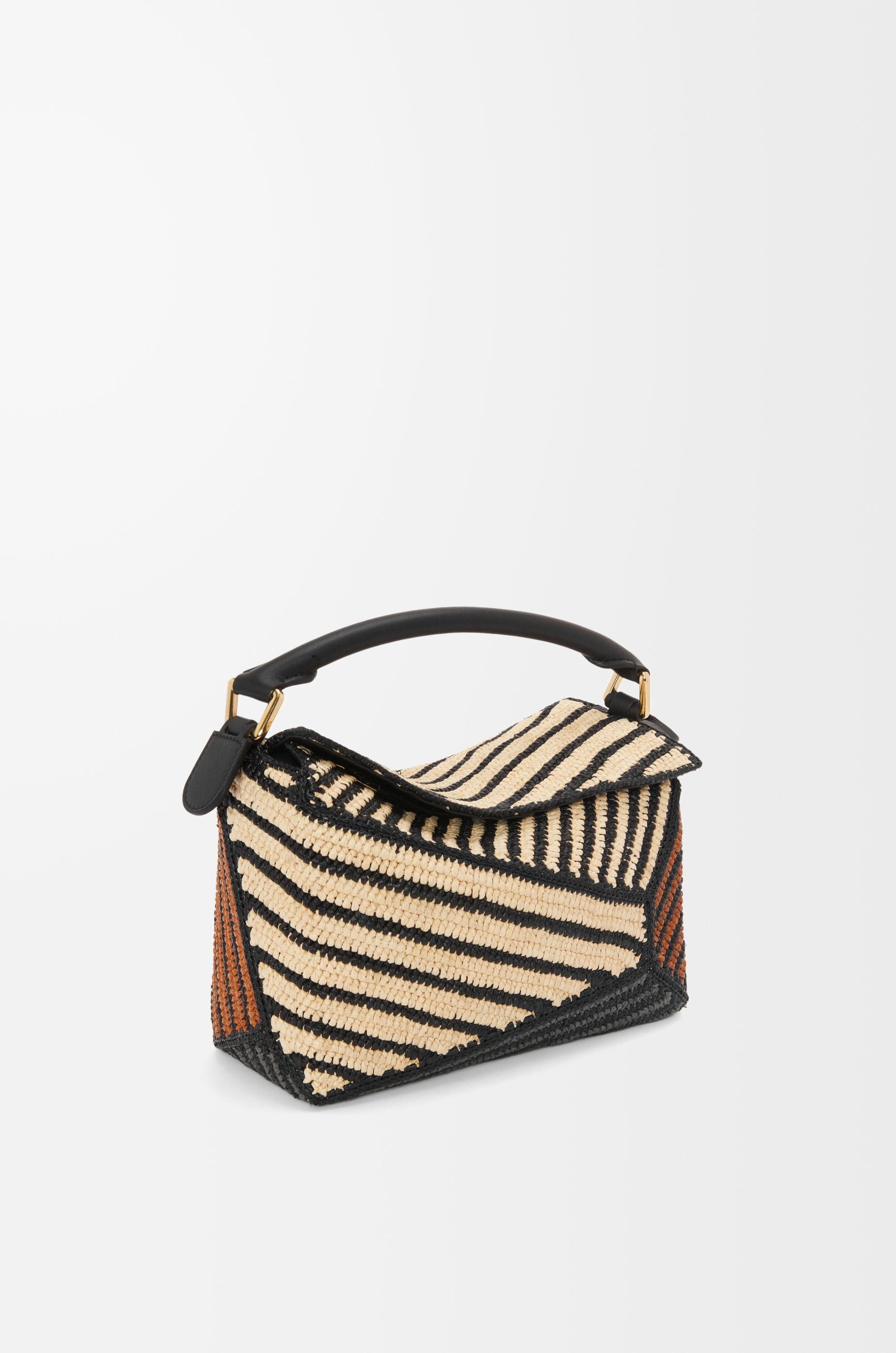 Small Puzzle Edge bag in raffia and calfskin - 4