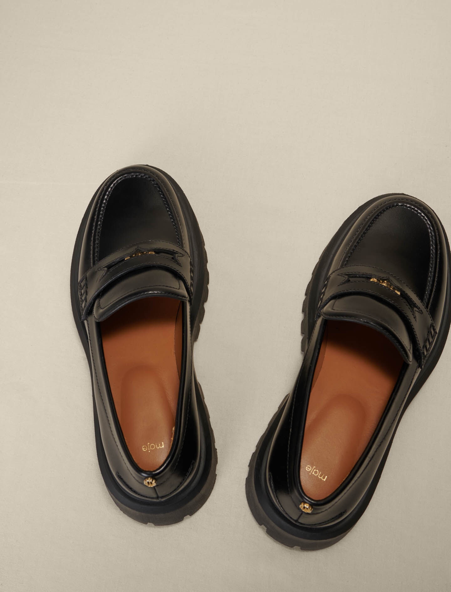 Leather platform loafers - 4
