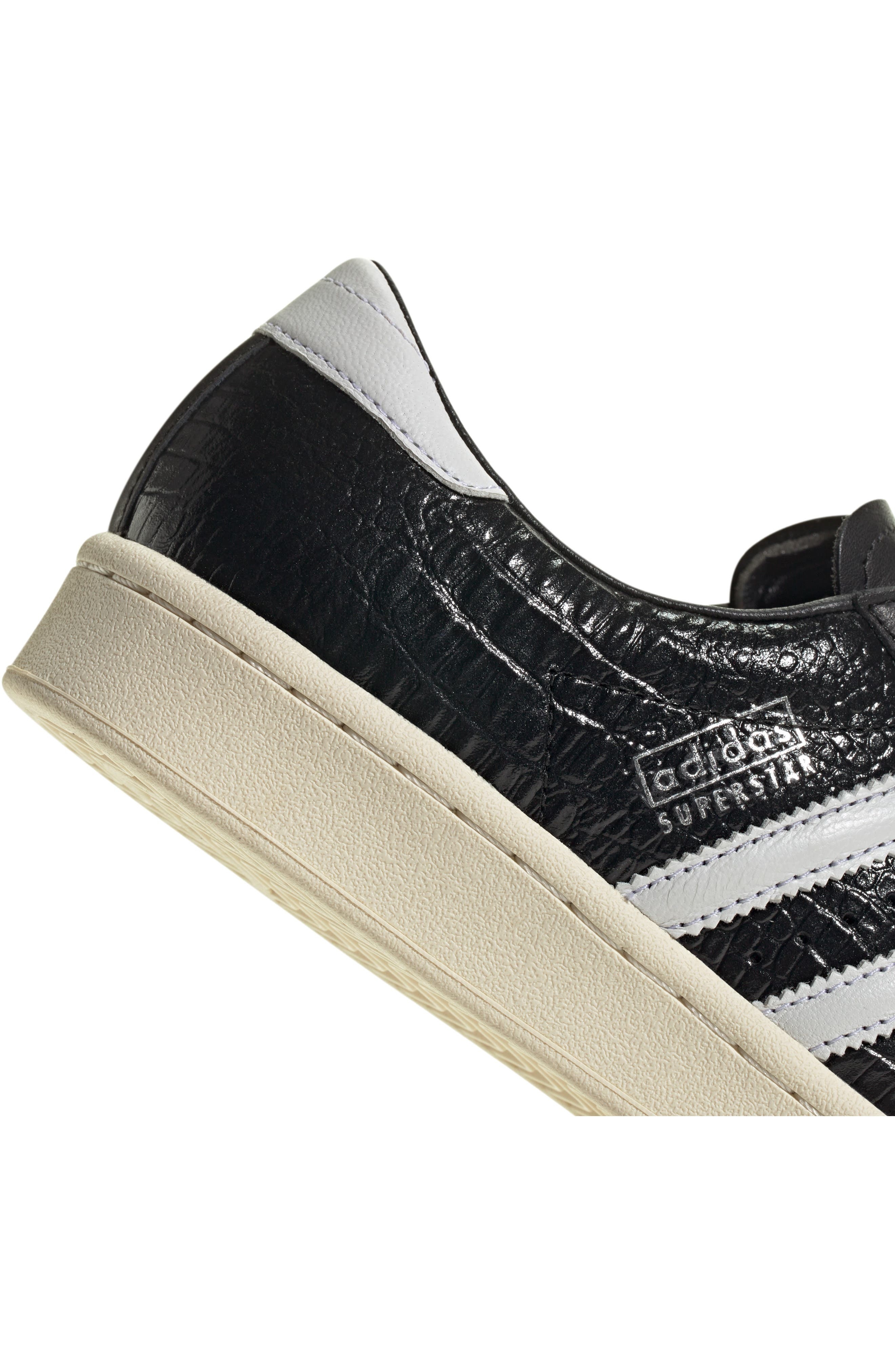 adidas Superstar Embossed Sneaker in Black/White/Cream White at Nordstrom - 9