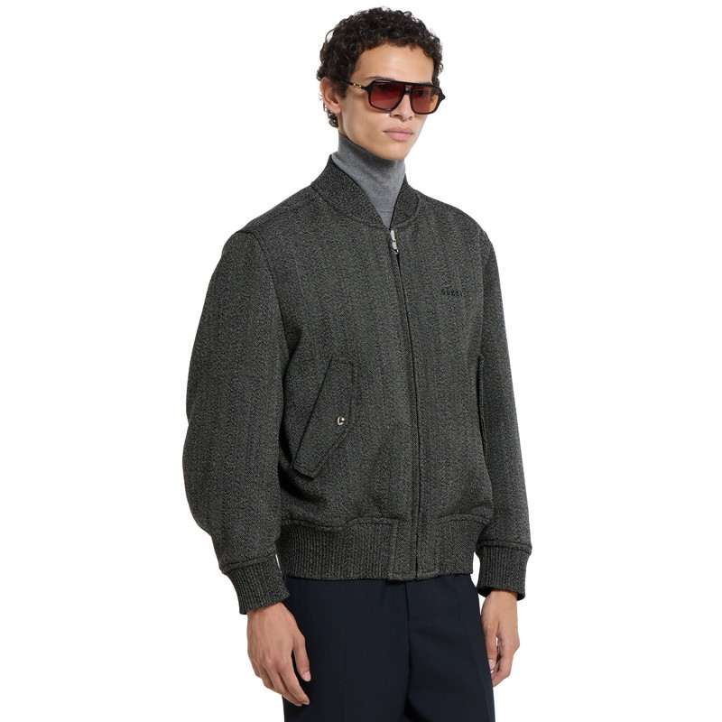 Herringbone wool mouliné bomber jacket 3