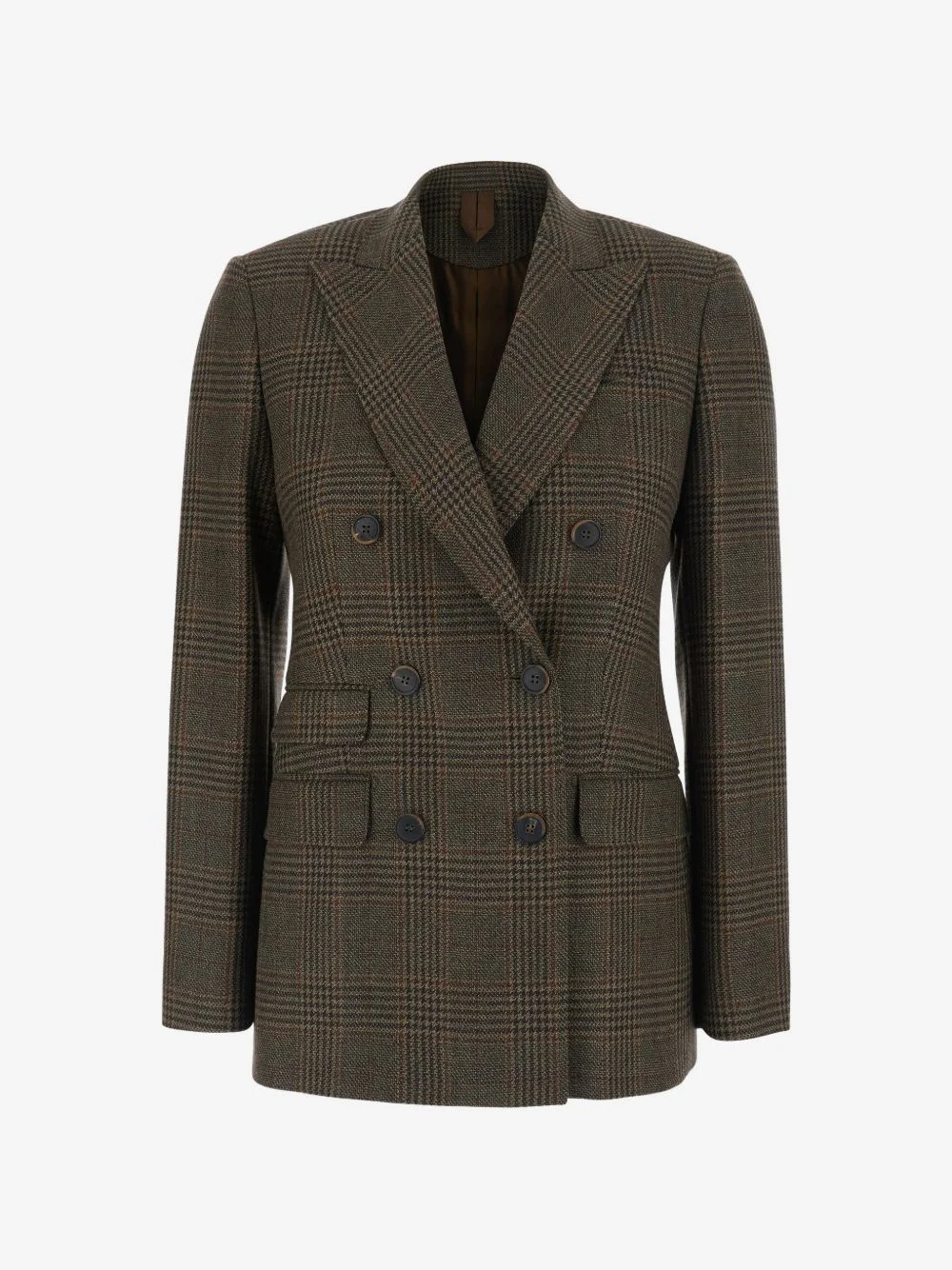 check-pattern double-breasted jacket - 1