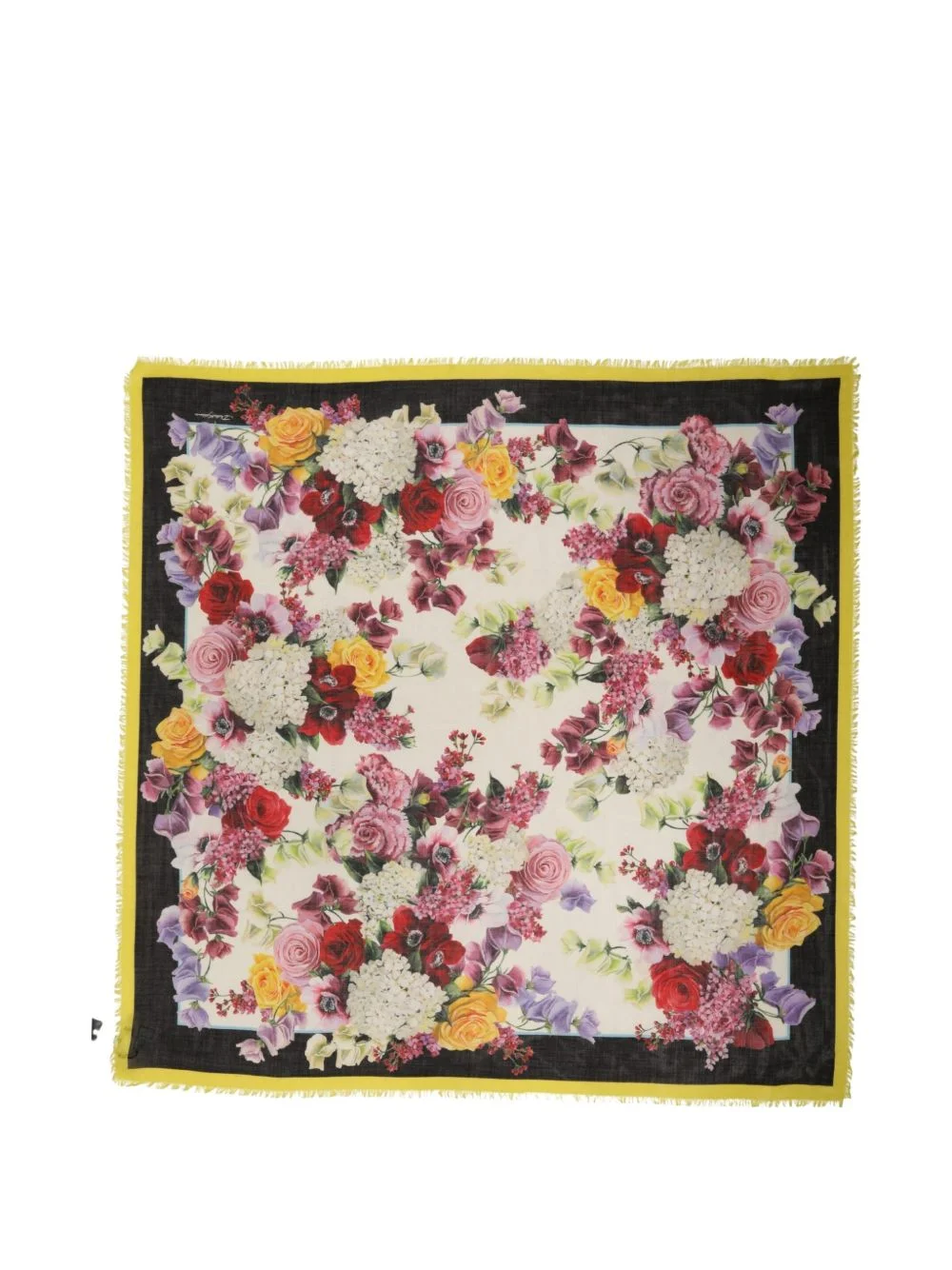 floral-print frayed scarf - 1