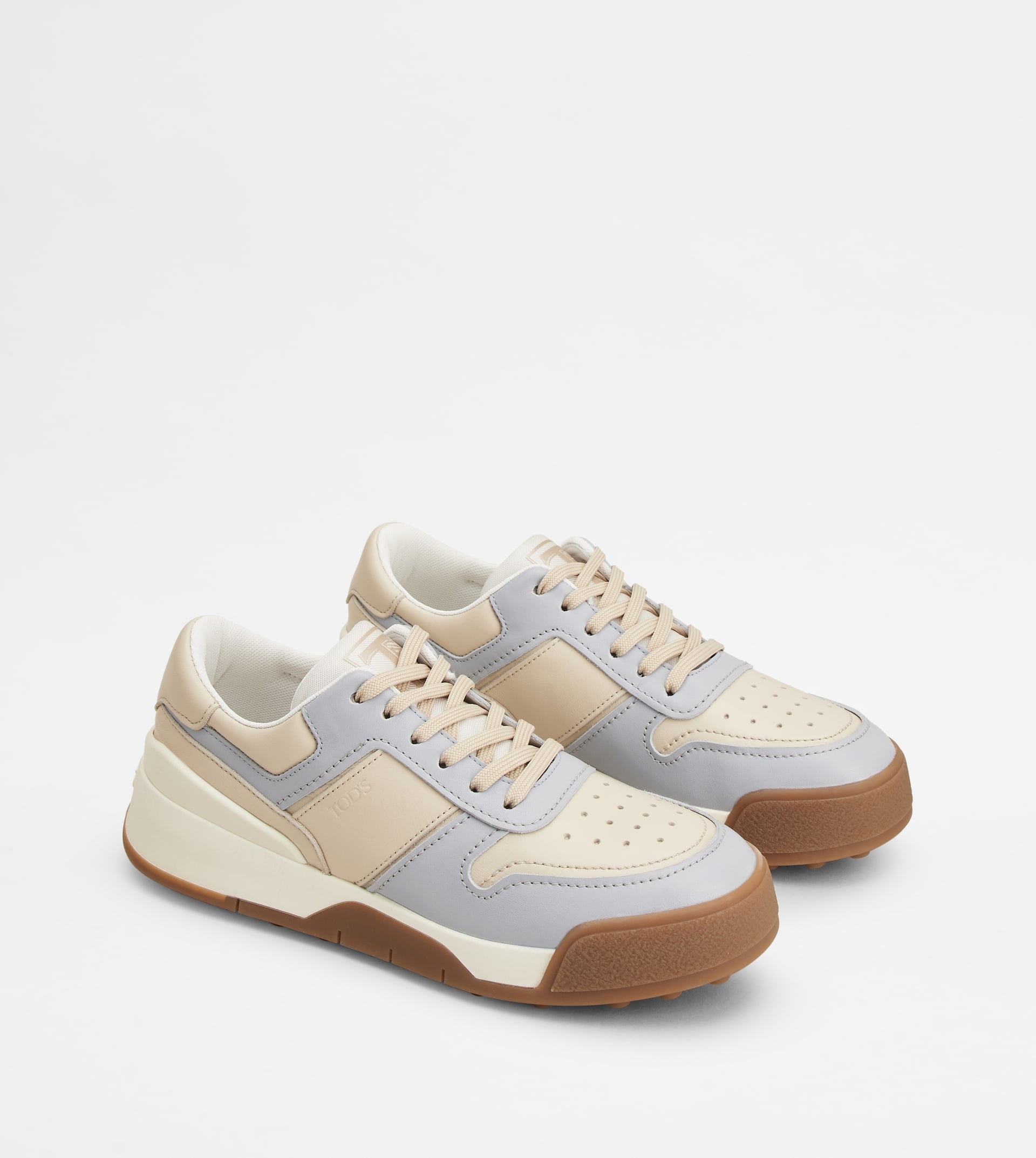 TOD'S SNEAKERS IN LEATHER - GREY, BEIGE, OFF WHITE - 4