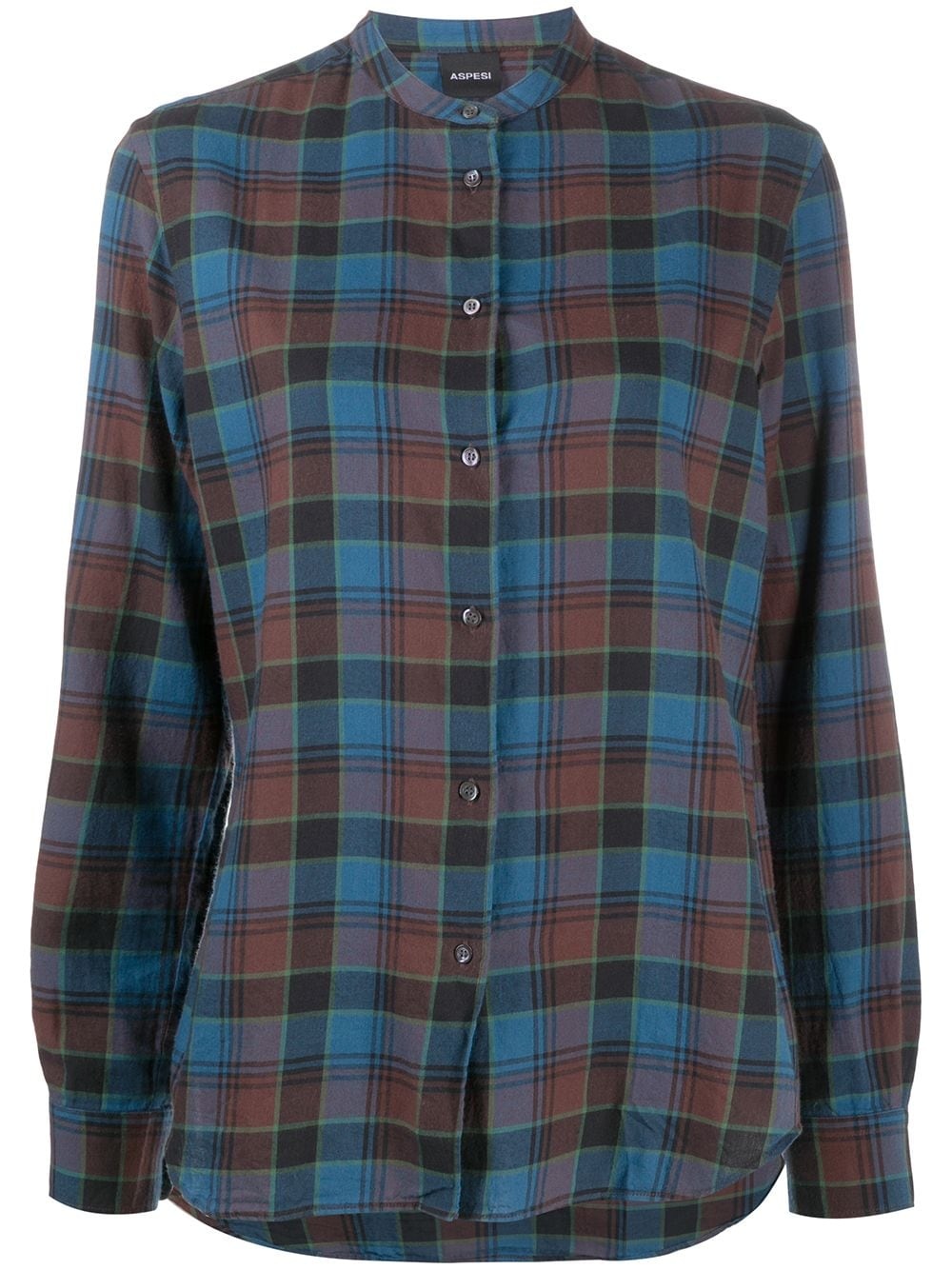 tartan check buttoned shirt - 1