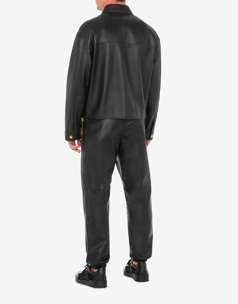 MINI LETTERING PULLER ZIP NAPPA LEATHER JACKET 3