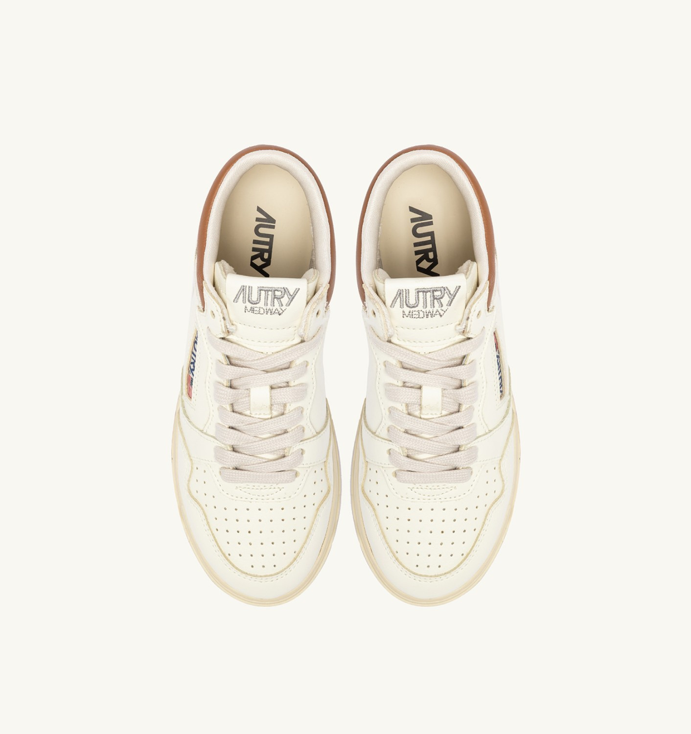 MED-WAY SNEAKERS IN LEATHER COLOR MARSHMALLOW AND BROWN SUGAR - 5
