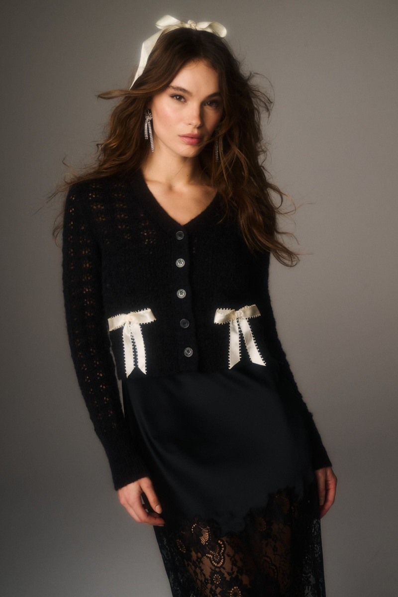 LoveShackFancy Lilly Alpaca-Blend Bow Cardigan outlook