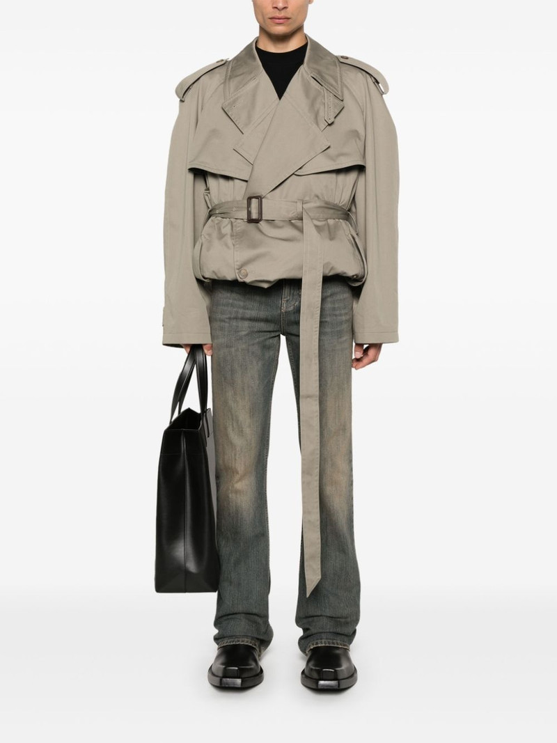 BALENCIAGA belted-waist cotton trench coat outlook