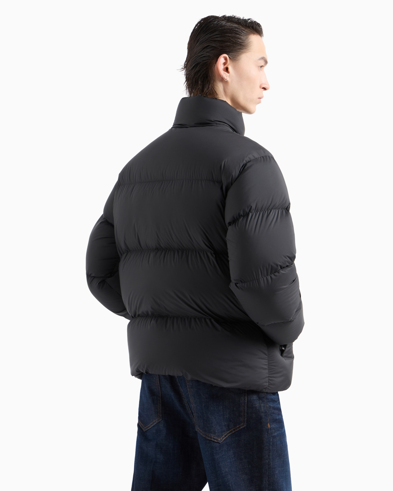 Nylon down jacket with full zip and rubberised logo patch - 3