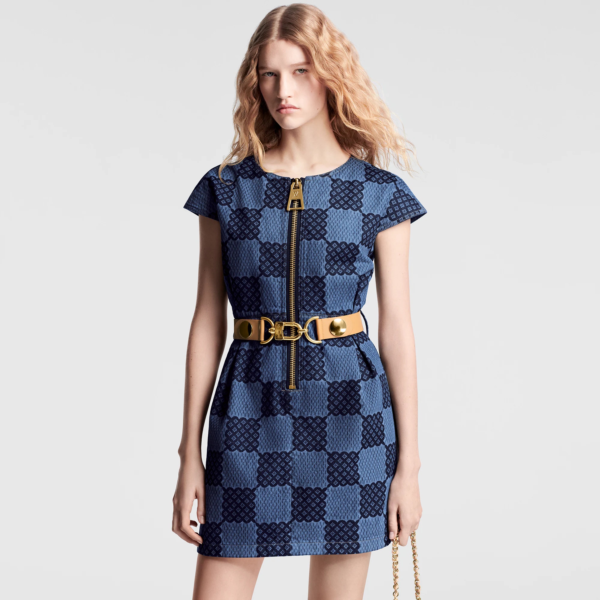 XXL Detail Damier Denim Dress - 5