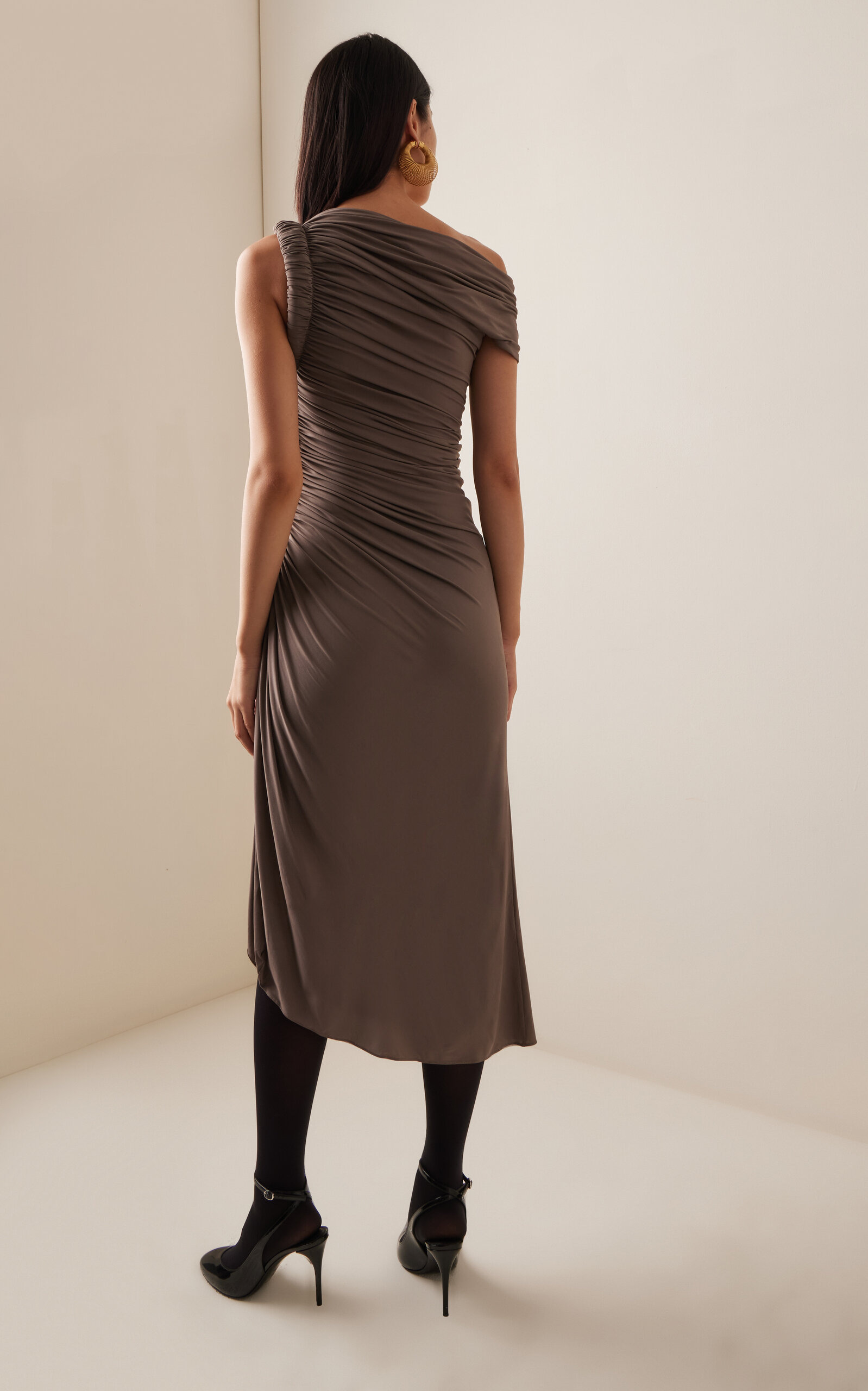 Asym Asymmetric Stretch-Jersey Midi Dress grey - 5