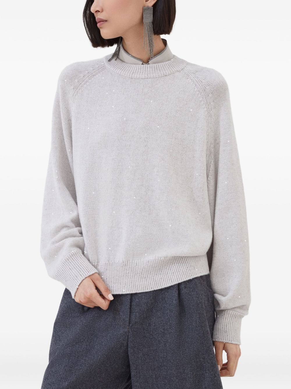 sequin-embellished crew-neck sweater - 3