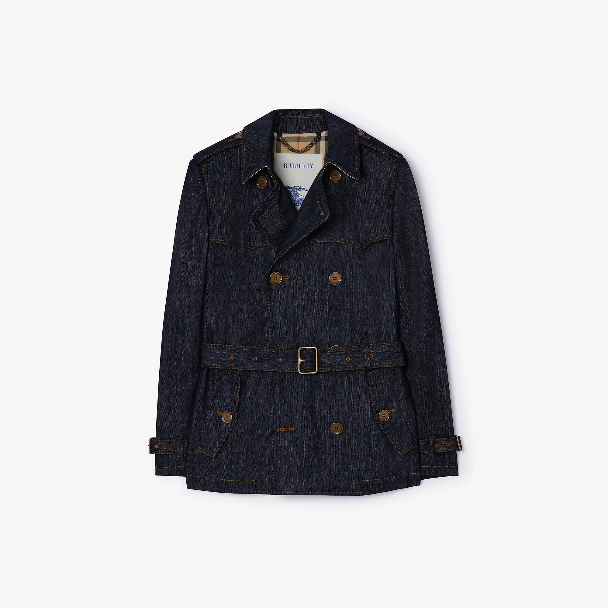 Short Denim Trench Coat - 1