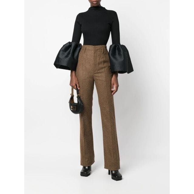 Brown tailored high-waisted pants - 2