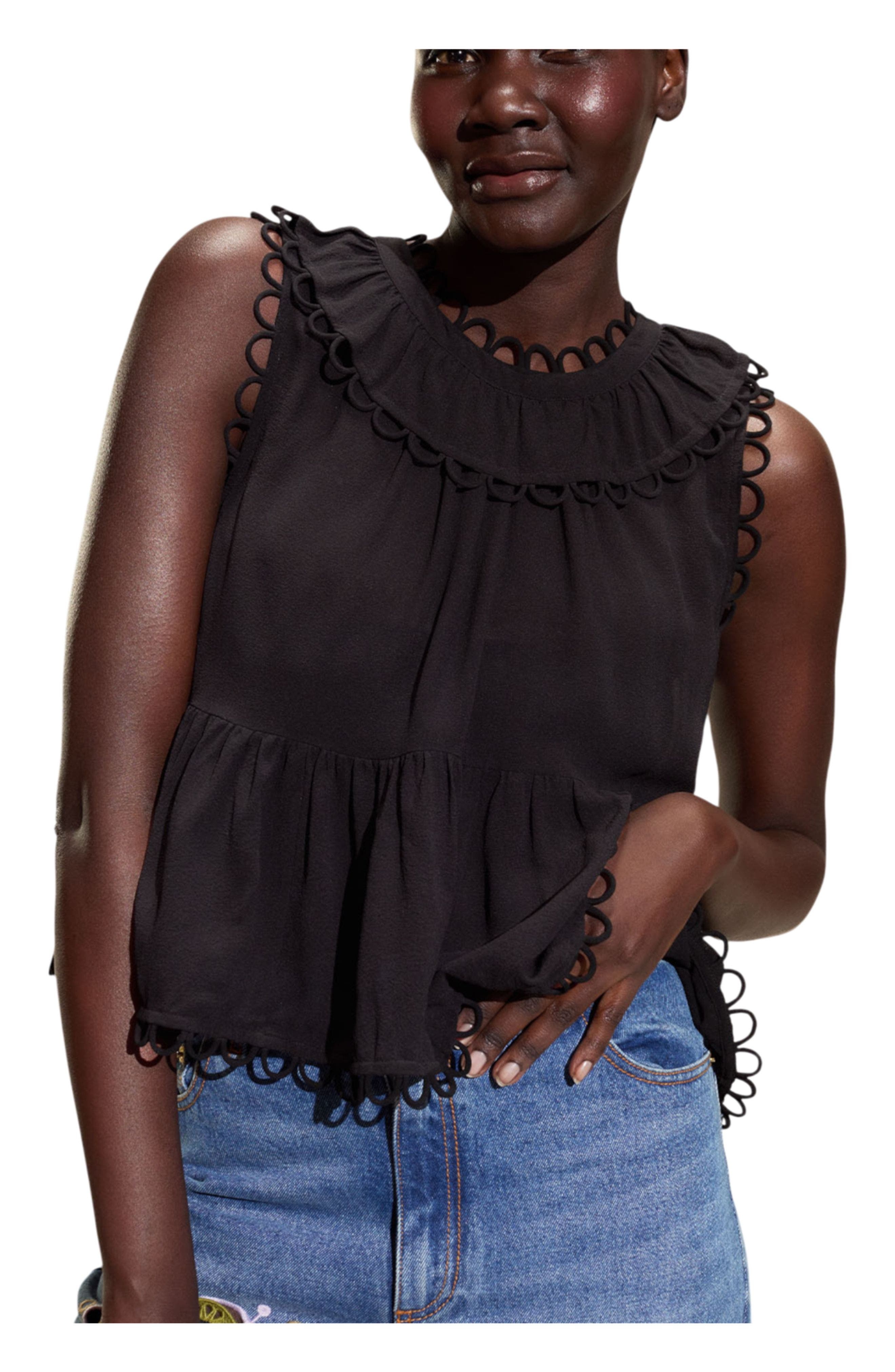 Cynthia Rowley Annabelle Sleeveless Blouse in Black at Nordstrom - 1