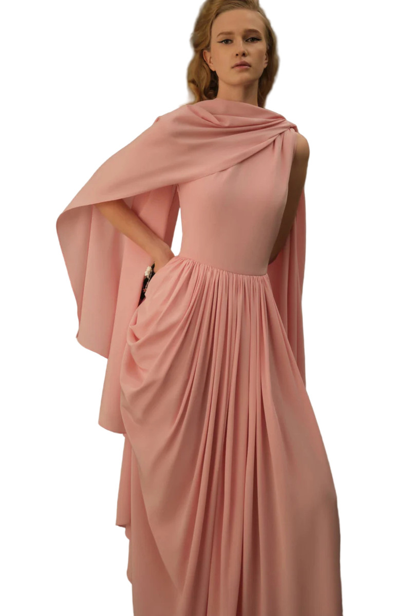 EMILIA WICKSTEAD ROCCO DRESS IN SOFT PINK SILK CREPE DE CHINE outlook