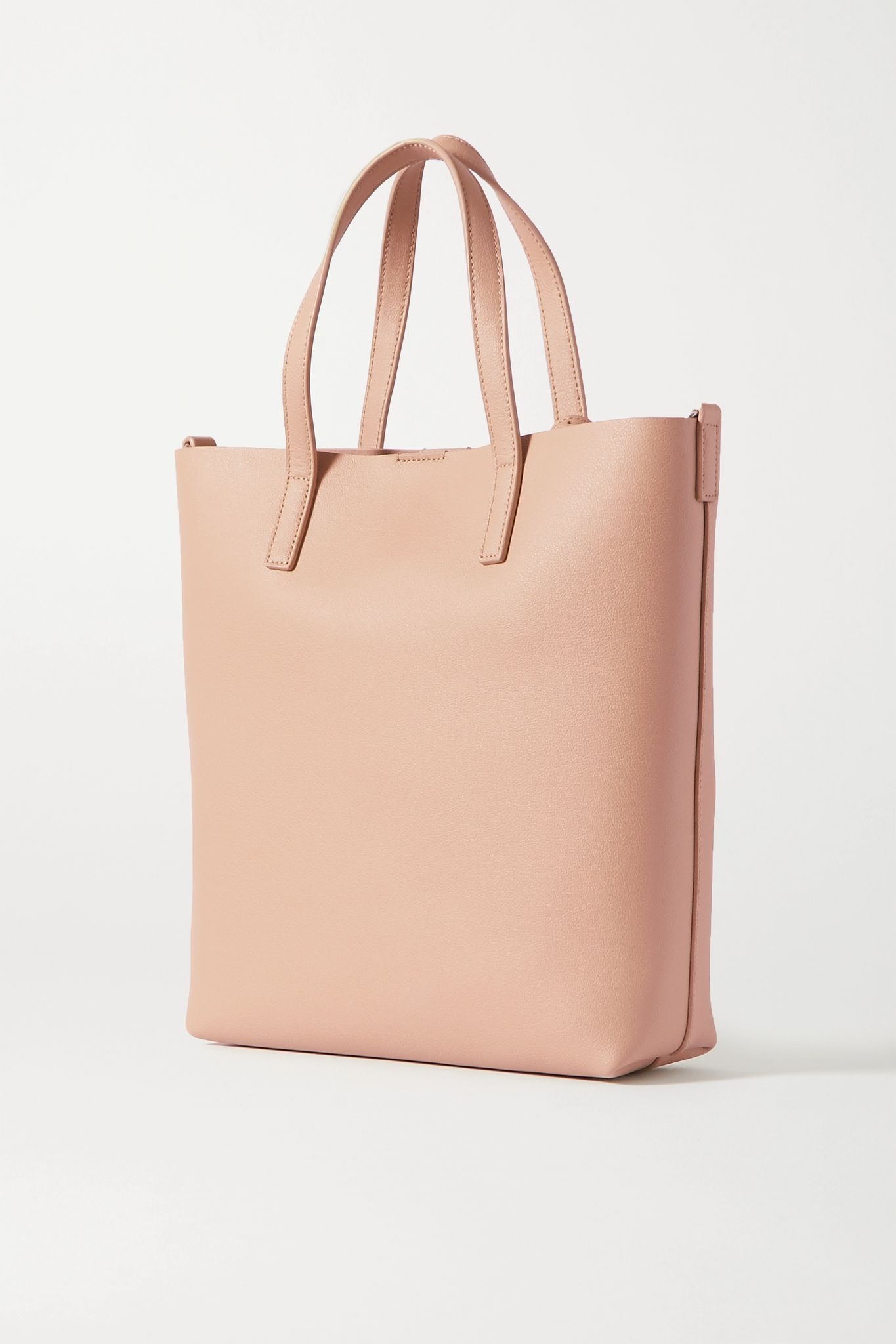 North South mini leather tote - 3