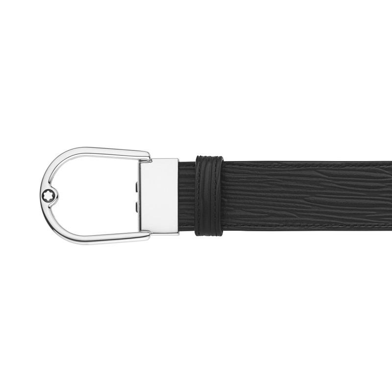 HORSESHOE BUCKLE PRINTED BLACK/PLAIN BLACK 35 MM REVERSIBLE LEATHER BELT 4