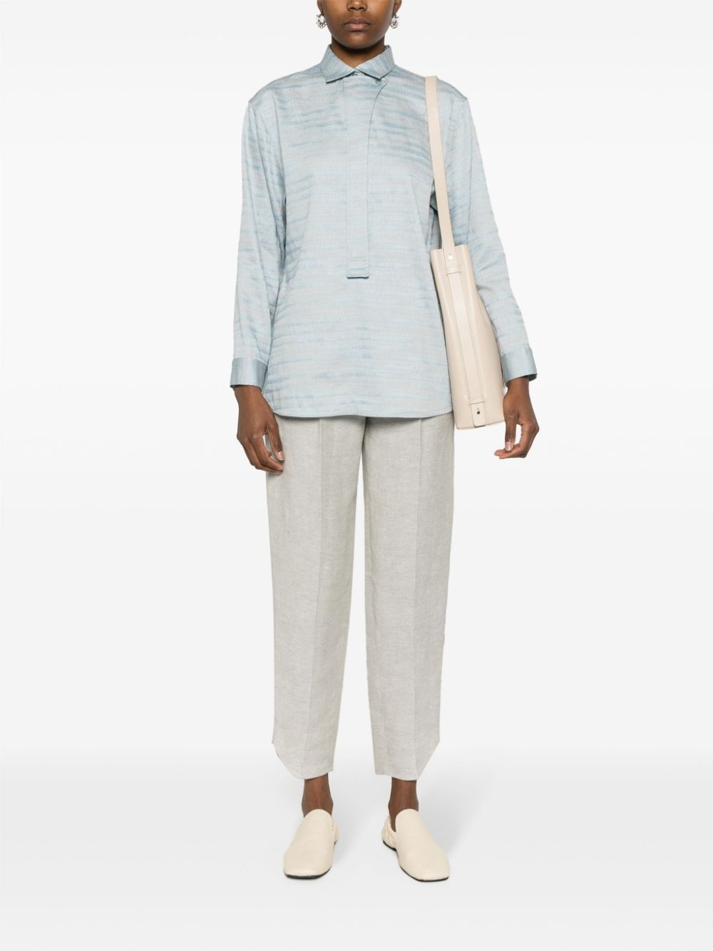 striped linen-blend shirt - 2