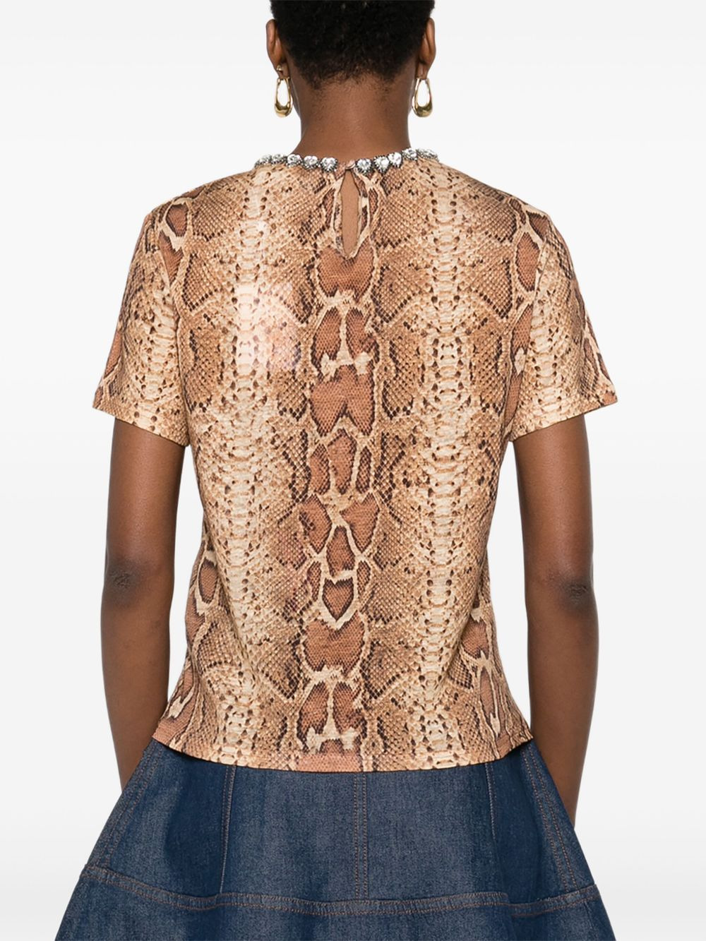 embellished snake-print T-shirt - 4