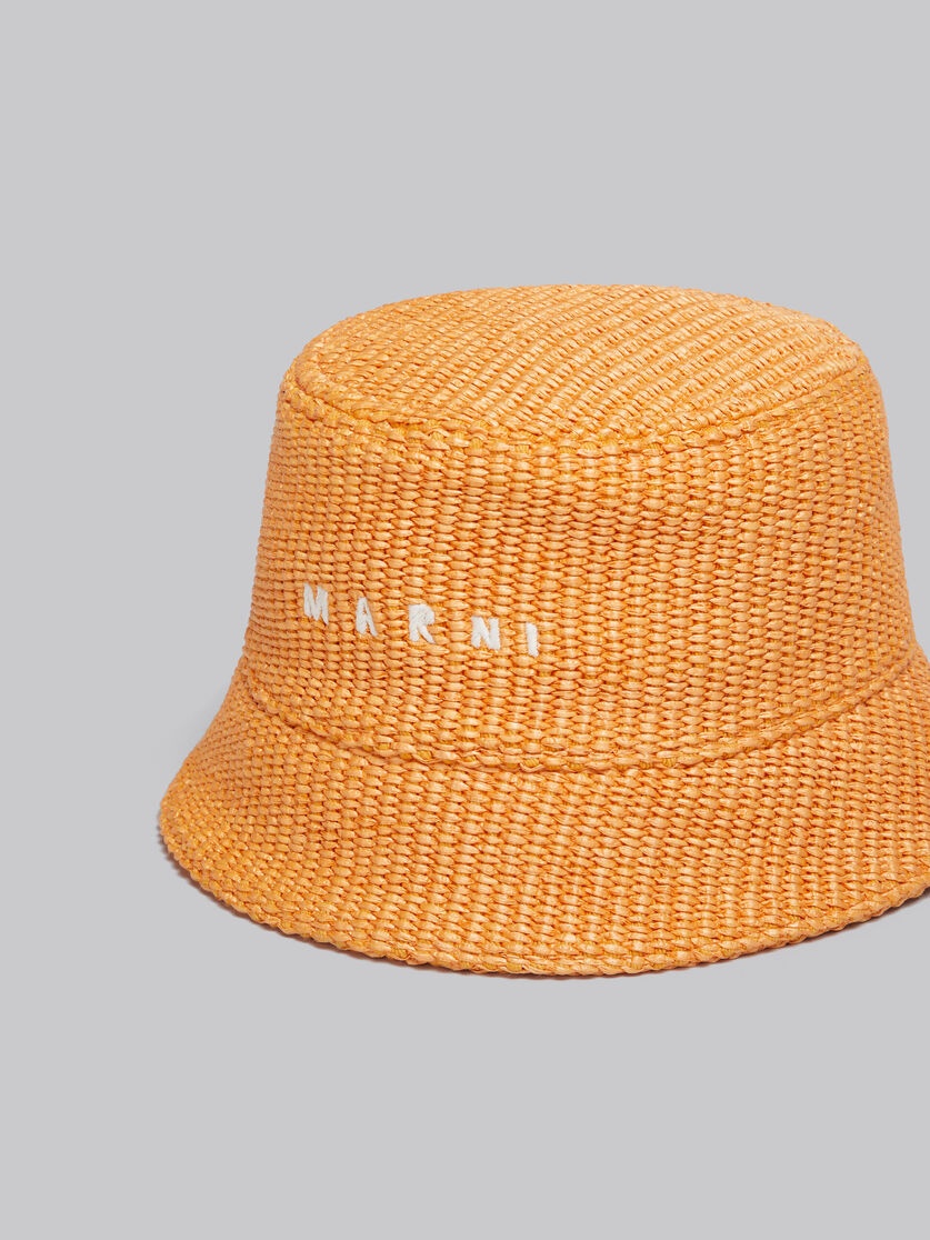 ORANGE RAFFIA BUCKET HAT WITH LOGO EMBROIDERY - 4