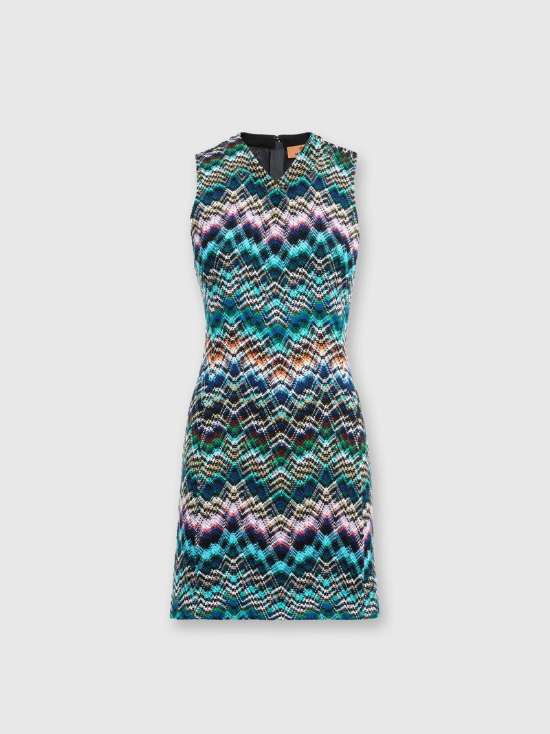 Sleeveless mini-dress in wool and cotton 1