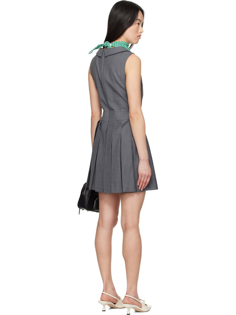 Gray Lapel Pleated Minidress 3