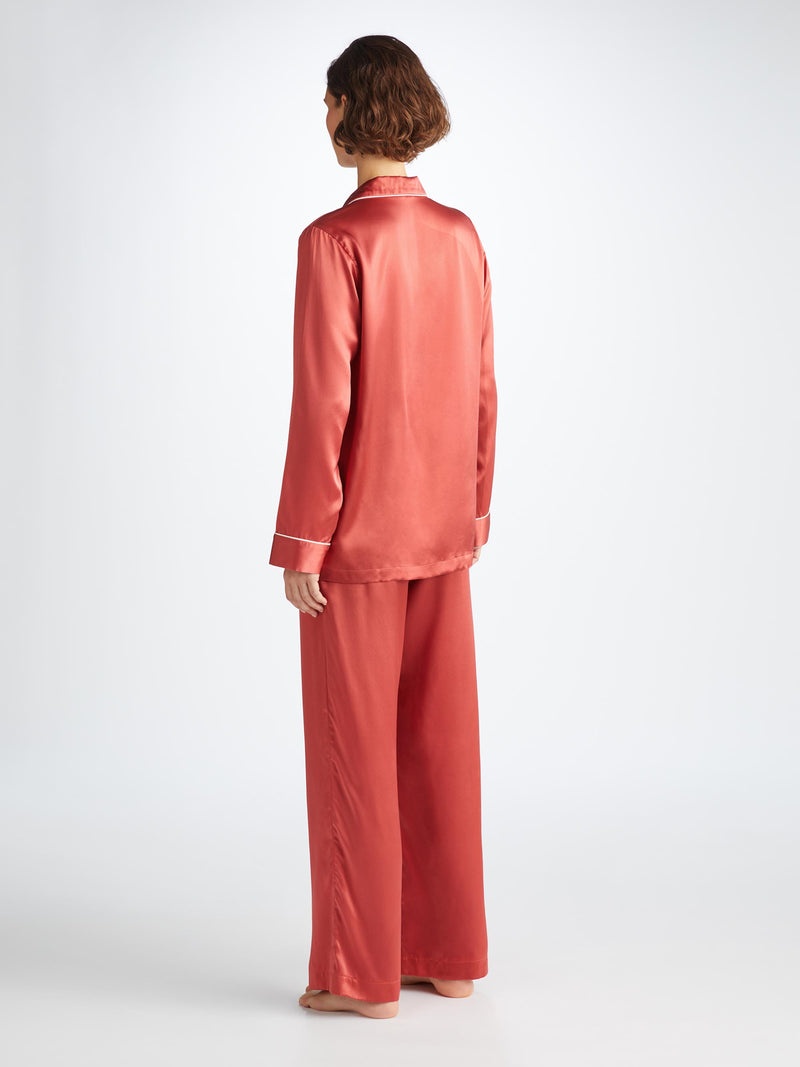 Women's Pajamas Bailey Silk Satin Rose Red - 4