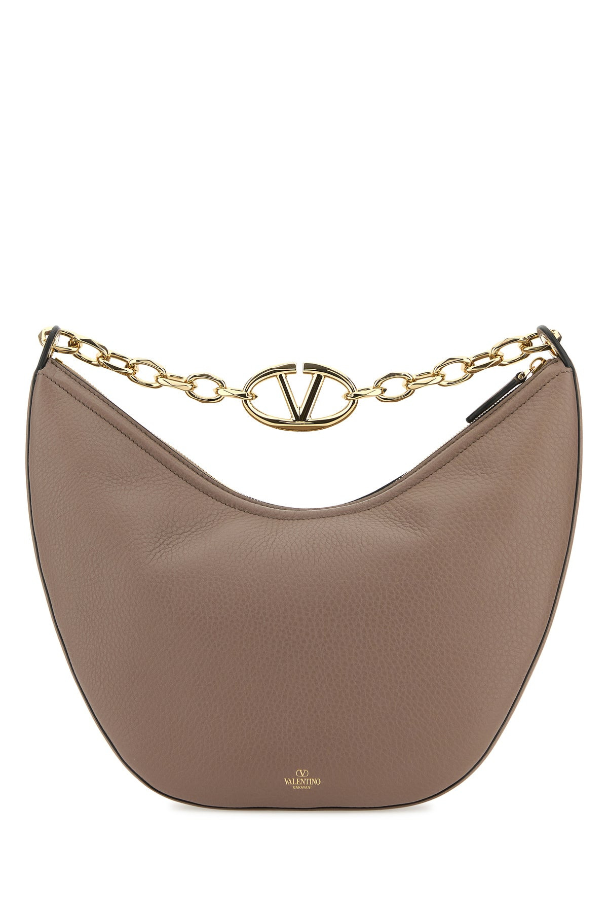 Cappuccino leather medium VLogo shoulder bag - 3