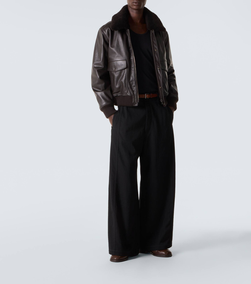 Lemaire Shearling-trimmed leather blouson jacket outlook