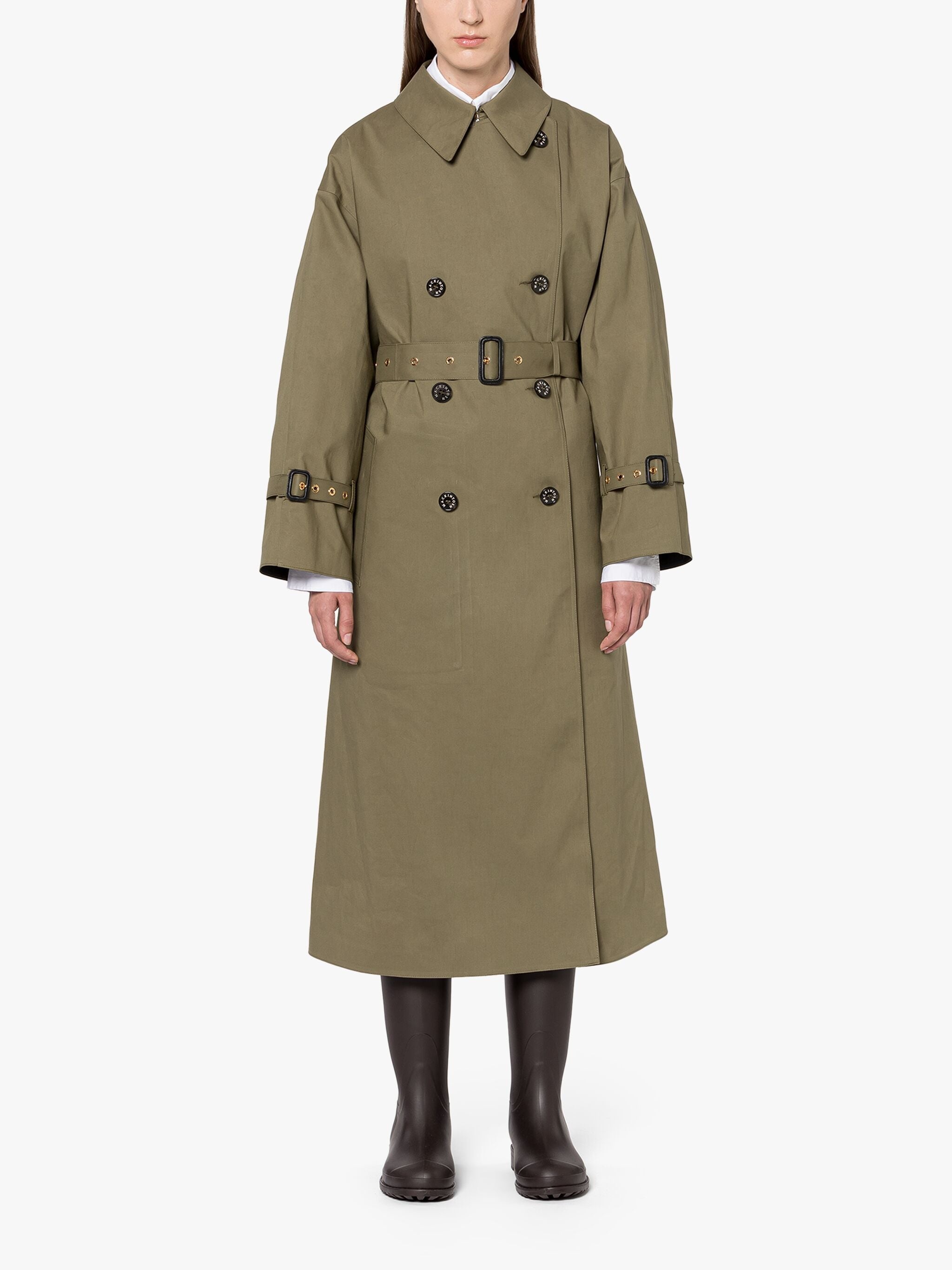 BUCKHOLME KHAKI BONDED COTTON TRENCH COAT - 3