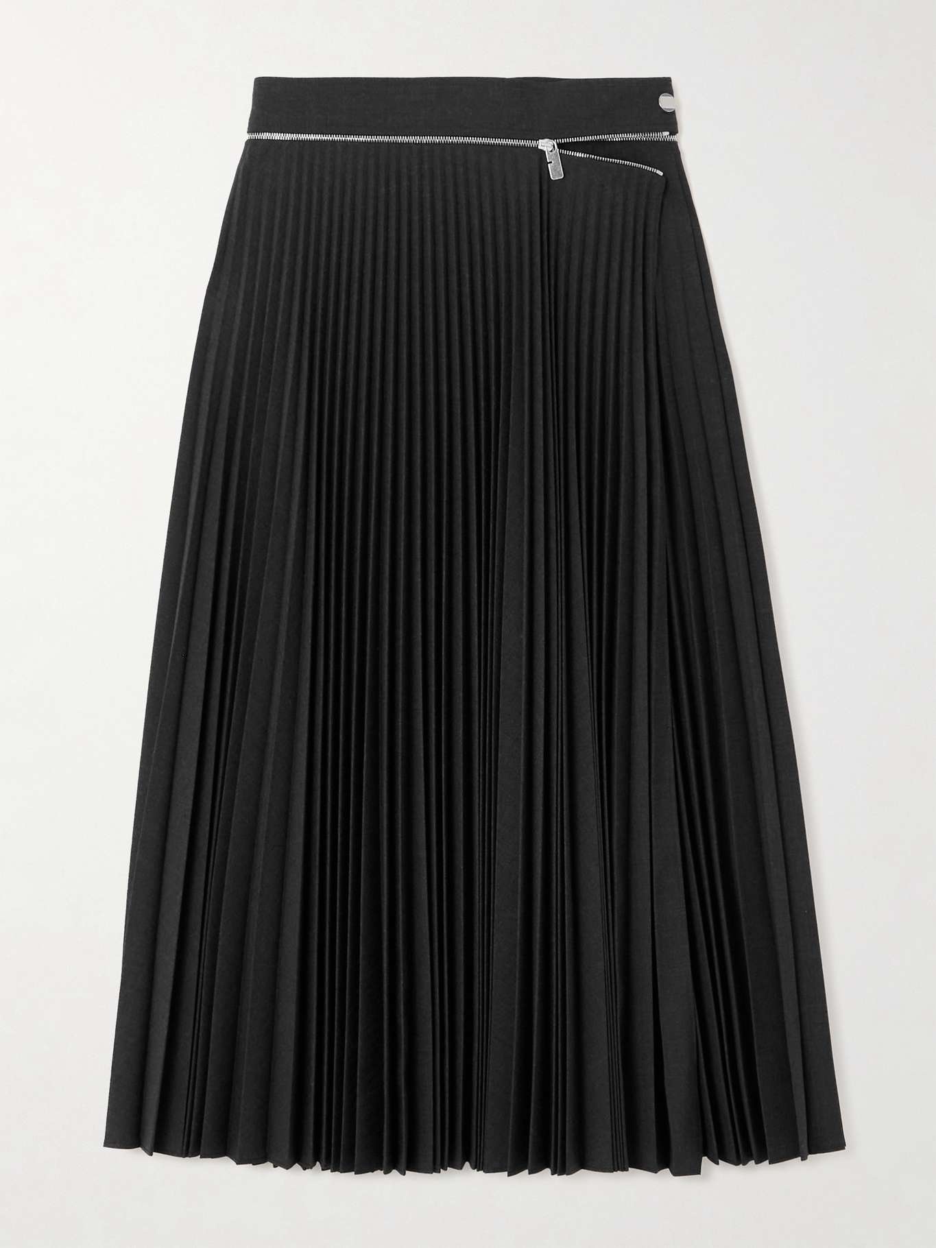 Pleated wool-blend twill midi skirt - 1