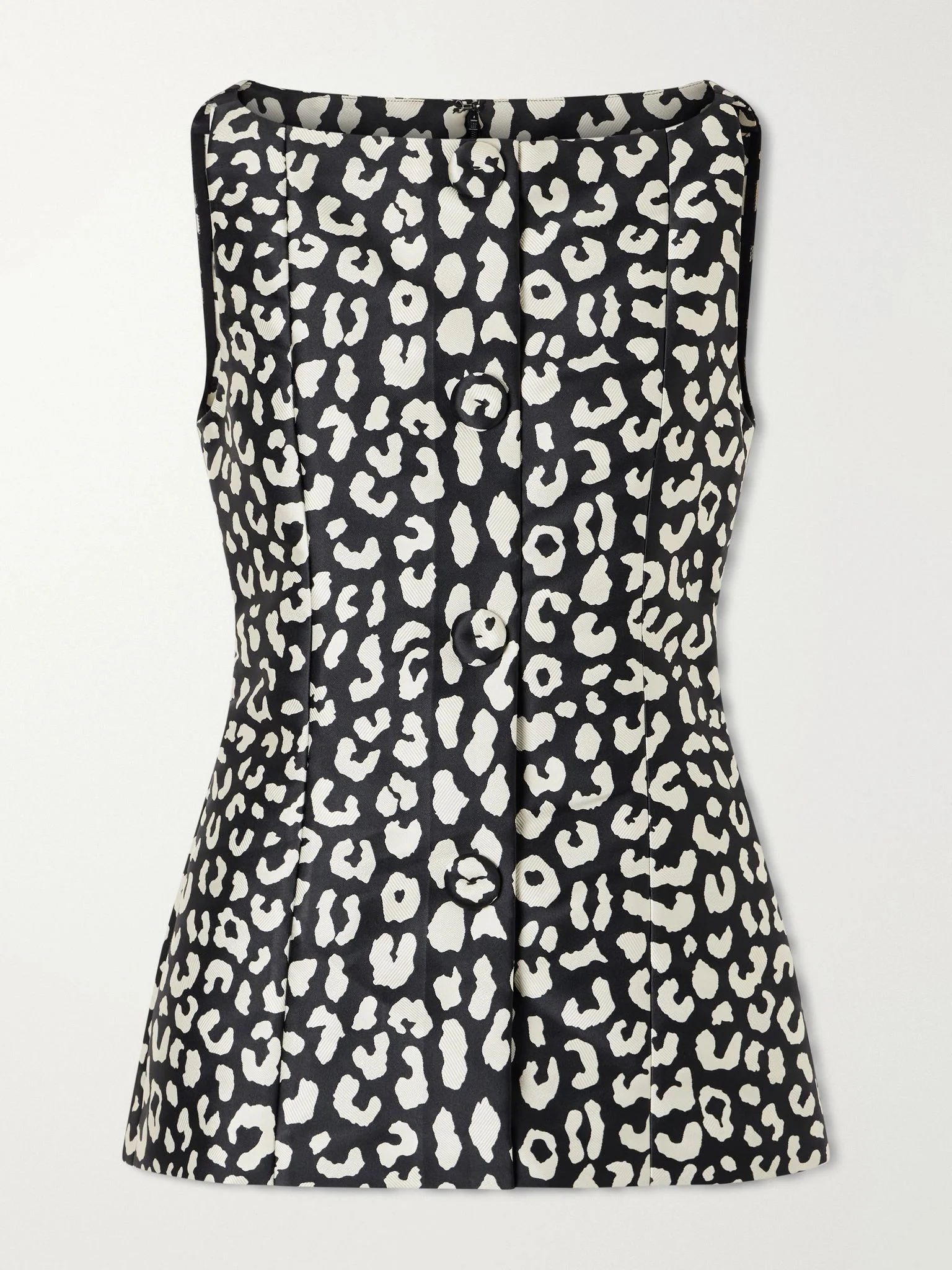 Leopard-patterned jacquard blouse Black - 1