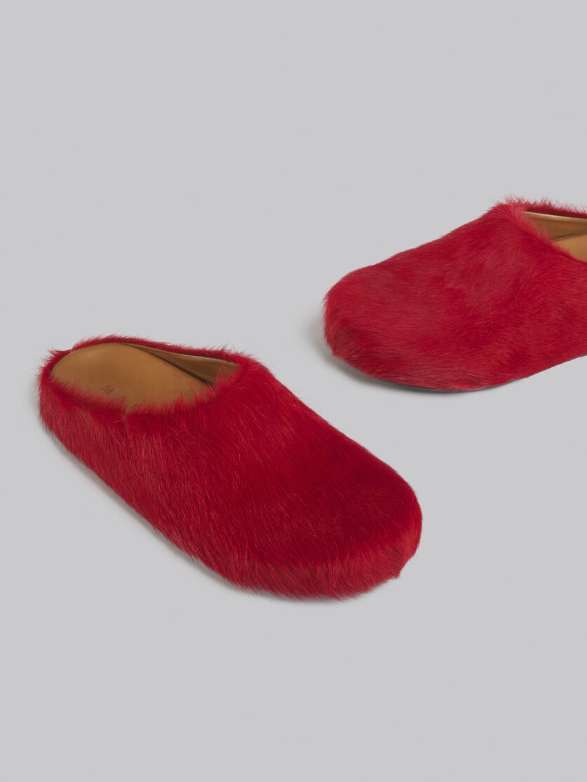 RED LONG HAIR CALFSKIN FUSSBETT SABOT - 5