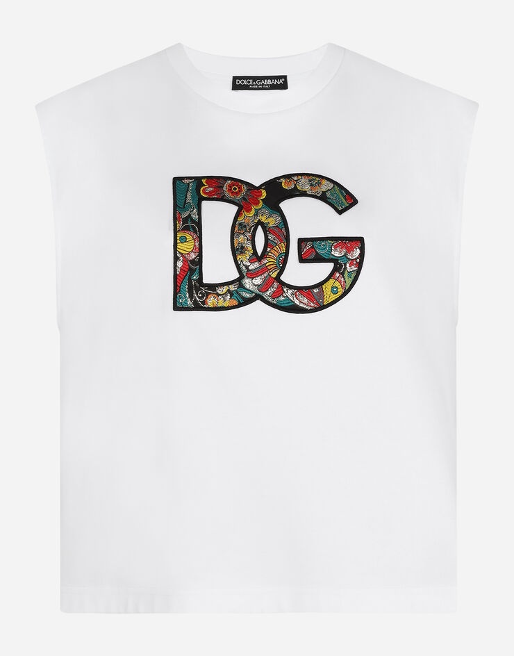 Jersey tank top with brocade DG logo - 3