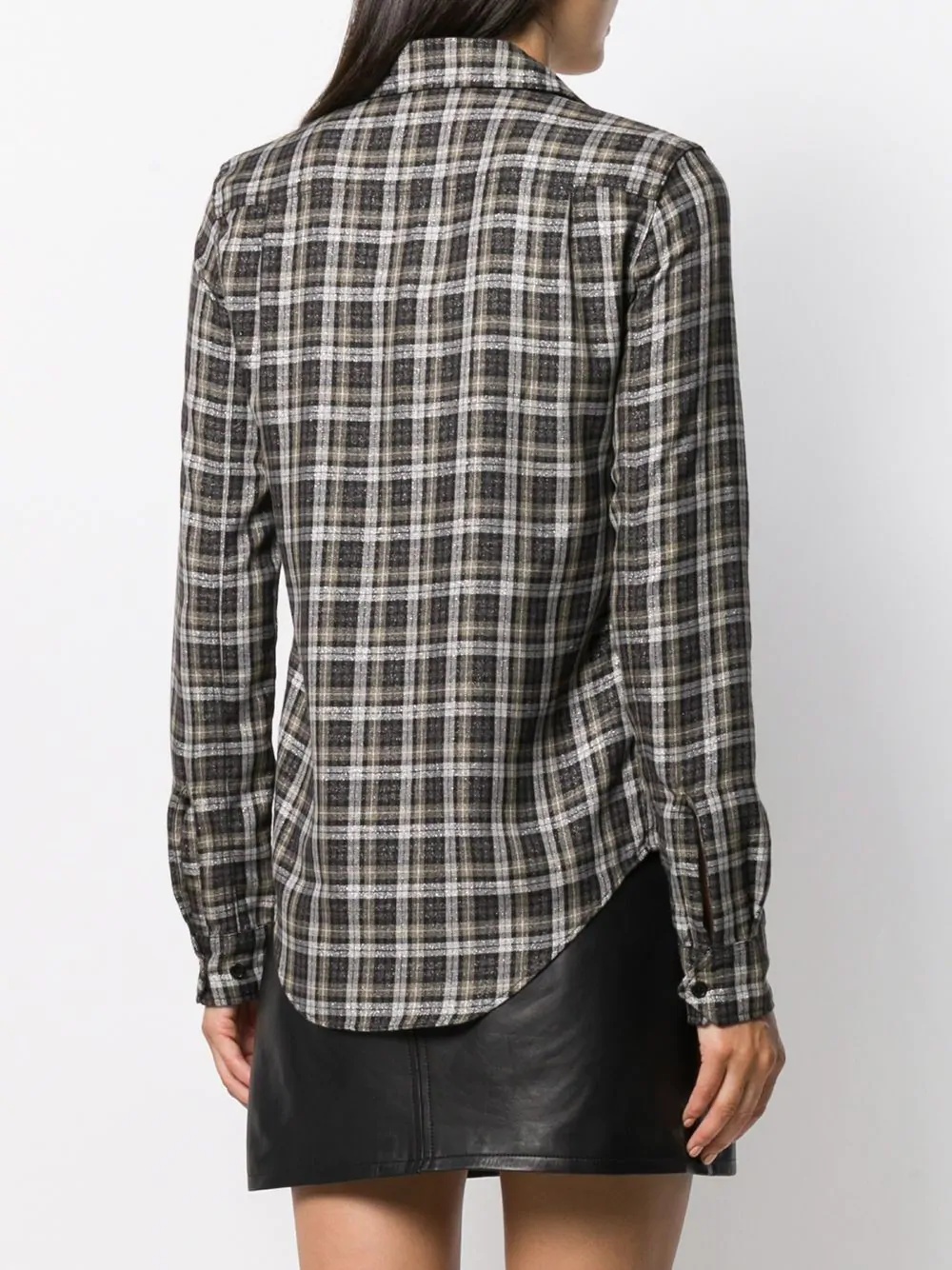 long-sleeved checked shirt - 4