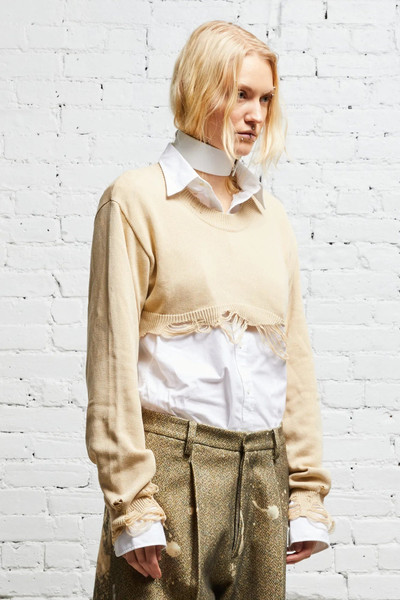 R13 DESTROYED CROPPED PULLOVER - KHAKI outlook