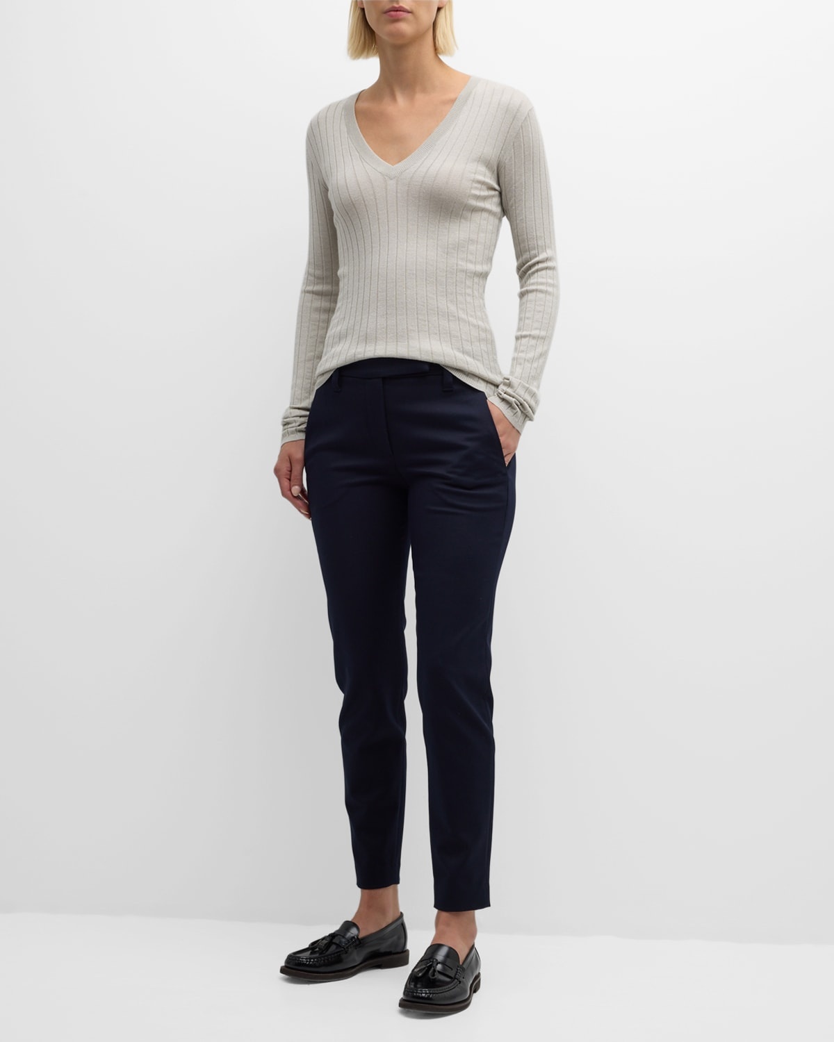 Cashmere-Blend Lurex Ribbed Knit Top - 3