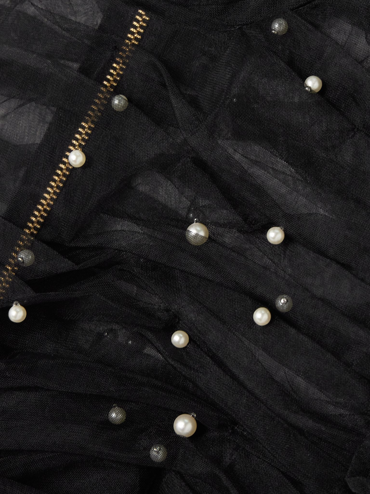 Juniper embellished gathered tulle blouse Black - 4