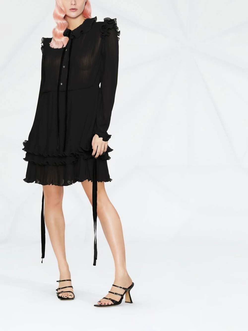 ruffled plissé midi dress - 2