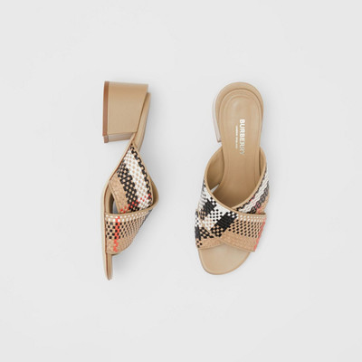 Burberry Latticed Leather Block-heel Sandals outlook