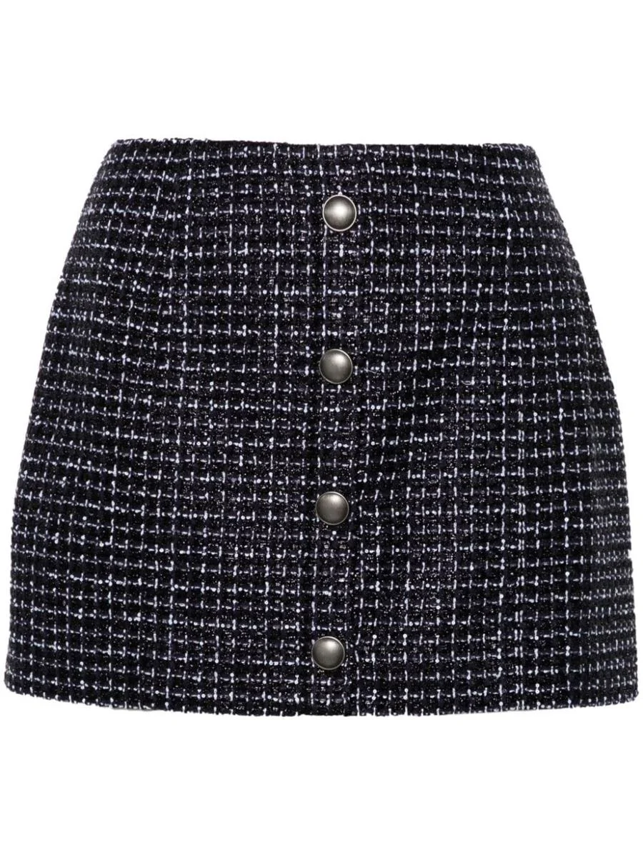 ALESSANDRA RICH SEQUIN CHECKED TWEED MINI SKIRT - 1